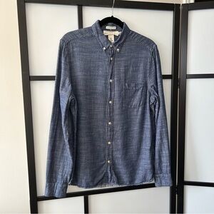 [M] H&M L.O.G.G Men’s Soft Blue Casual Long Sleeve Button Down Collared Shirt